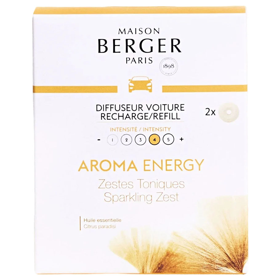 Lampe Berger Aroma Energy Sparkling Zest Vent Clip Car Diffuser Set